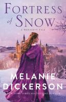 The cover of Fortress of Snow. A girl wearing a purple snow cloak stands looking over a castle. She has long brown hair and pale skin. 