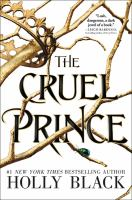 The cover of The Cruel Prince, on a white background, a gold crown is skewered by tree branches. 