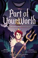 The cover of Part of Your World. Disney's Ursula lurks in the background as Queen Ariel, wearing a black dress, spiked shoulder pauldron, her father's crown, and holding her father's trident, glares out at the reader. 
