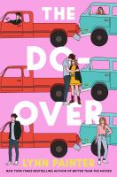 The cover of The Do-Over. Two cars have gotten into an accident three times, split across the page; a blue mini-van has hit the back bumper of a red pickup truck. The driver of the pickup is a teen boy with dark hair, wearing a leather jacket and jeans. The driver of the minivan is a teen girl with brown hair, wearing a shirt and jeans. In the first accident, they just sit inside their cars. In the second, they are embracing outside of the vehicles, and the boy has put his jacket around her shoulders. In the third, they are outside of their cars but standing as far away from each other as they can. 